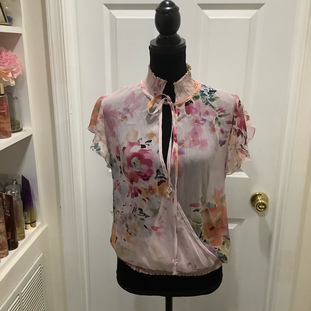 Sheer Tie Neck Top